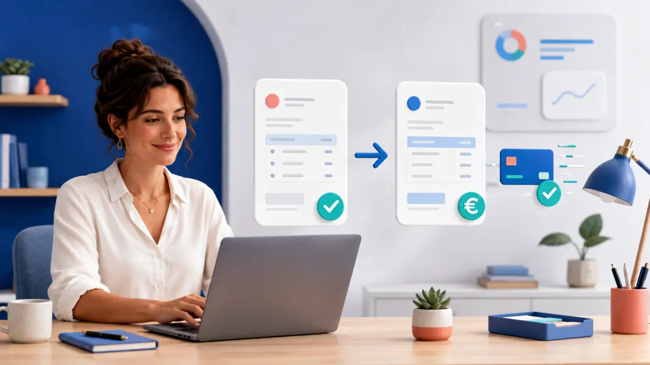 Devis et facture pour une entreprise, avec un parcours de validation et de paiement