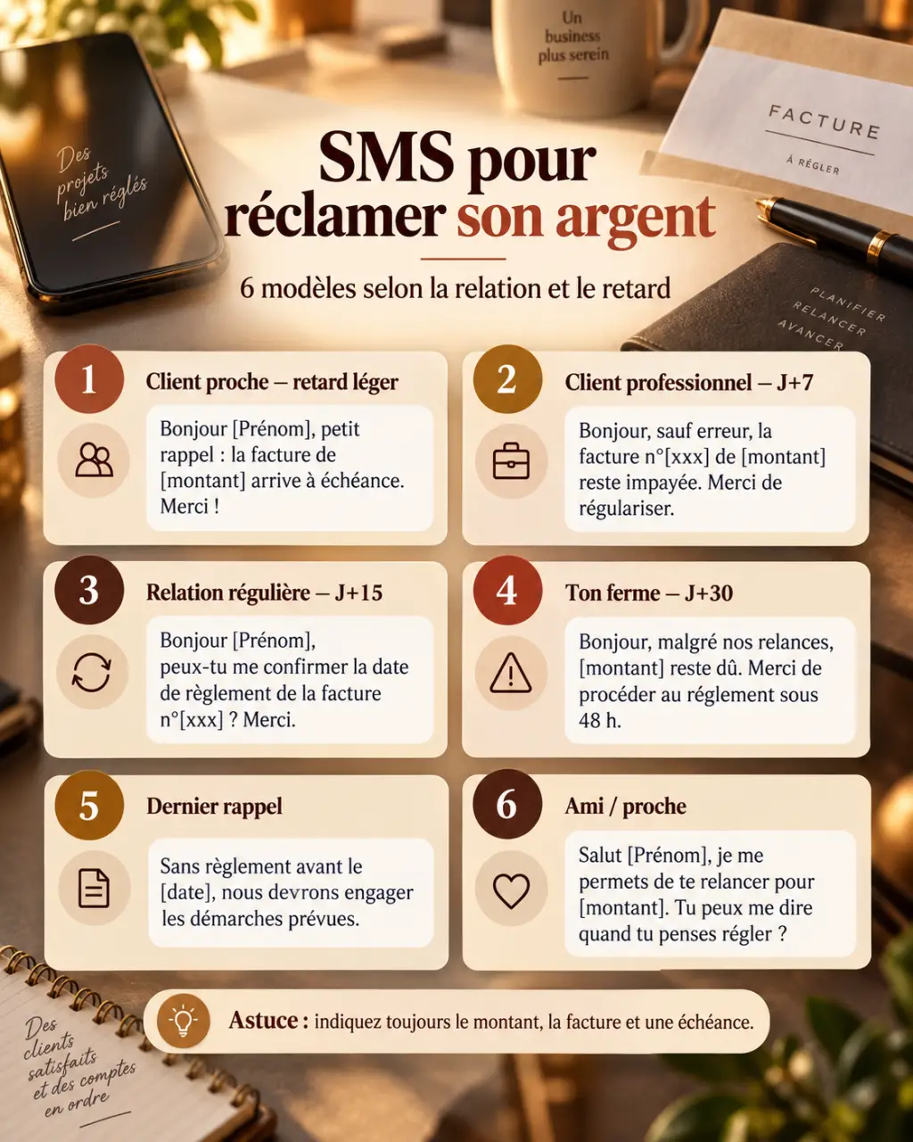 SMS pour réclamer son argent : 6 modèles selon la relation et le retard