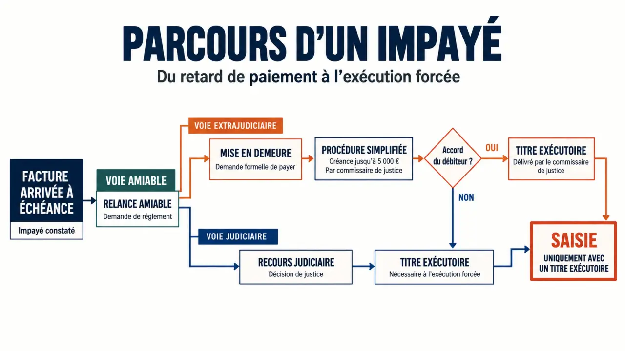 Extrait de recouvrement de créances : parcours d’un impayé de la relance à la saisie