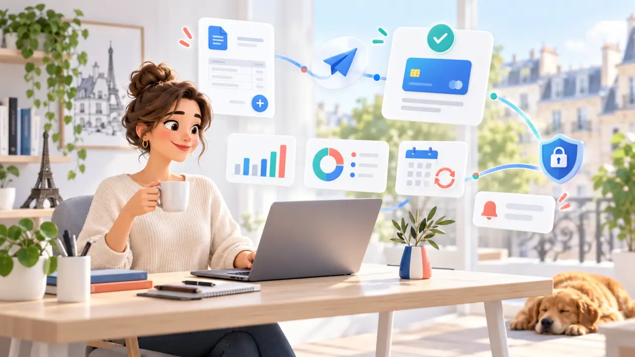Création d'une première facture en ligne sur un tableau de bord professionnel