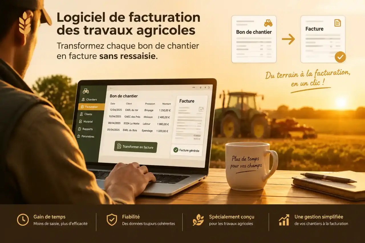 Logiciel de facturation des travaux agricoles : transformez chaque bon de chantier en facture sans ressaisie